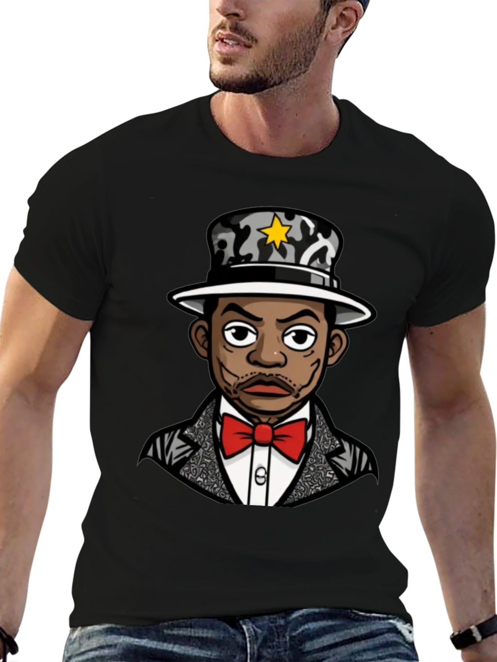 Cool Cartoon Character Black T-Shirt