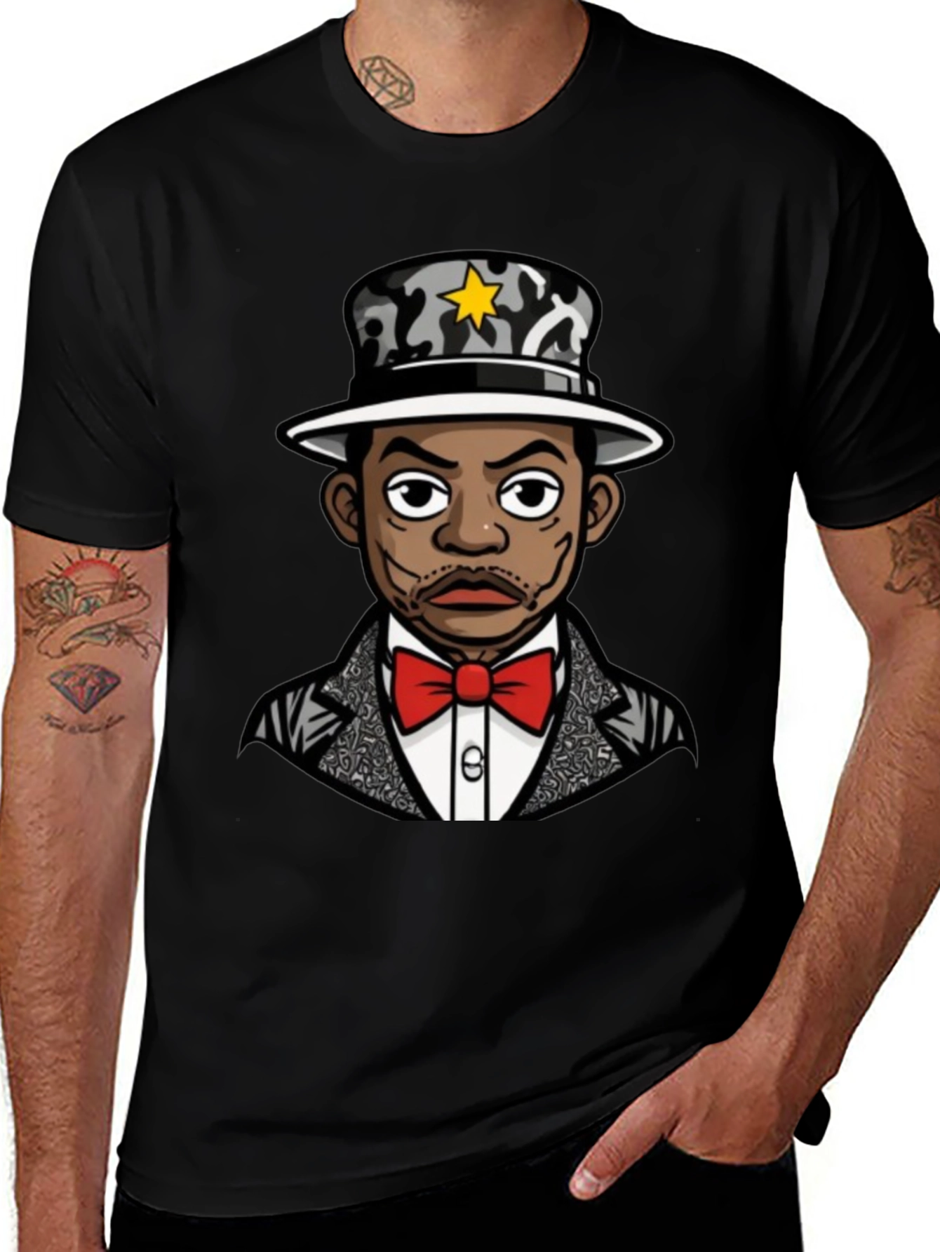Cool Cartoon Character Black T-Shirt