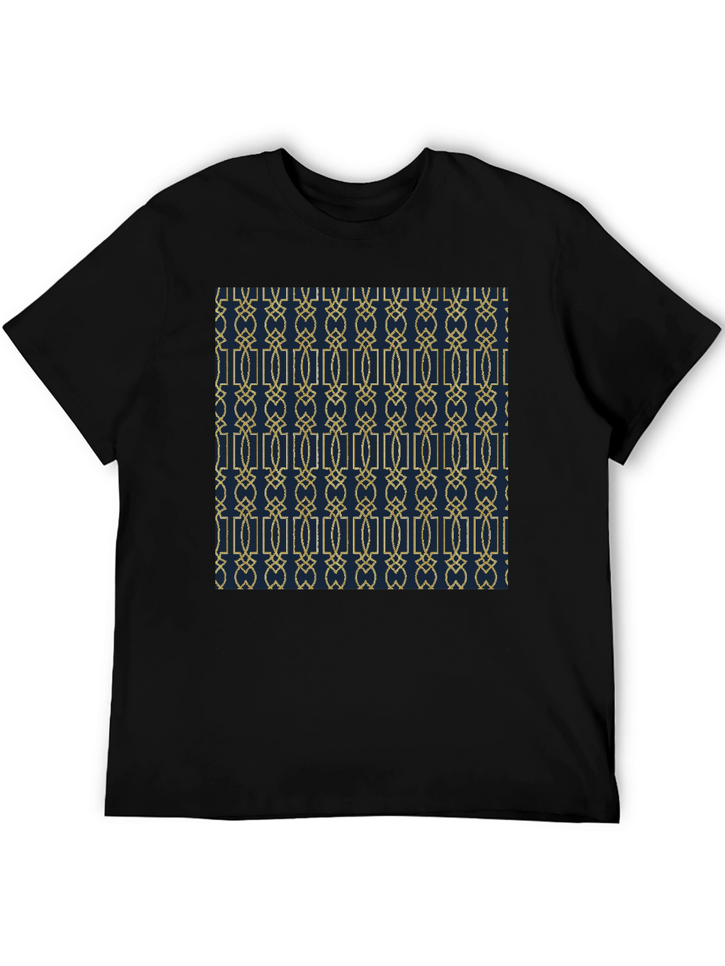 Geometric Pattern Print Black Tee