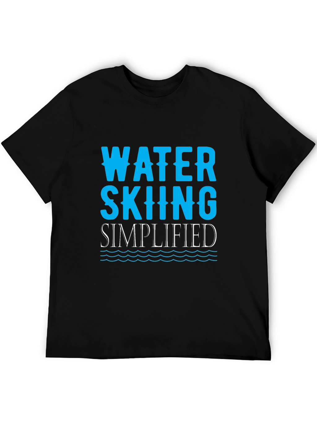 Water Skiing Simplified Black T-Shirt