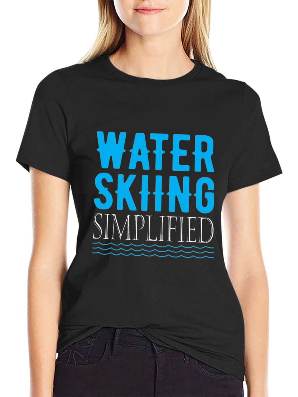 Water Skiing Simplified Black T-Shirt