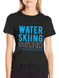 Water Skiing Simplified Black T-Shirt