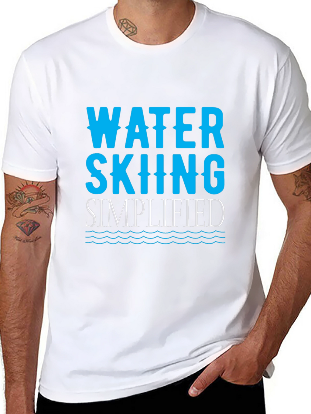 Water Skiing Simplified Black T-Shirt