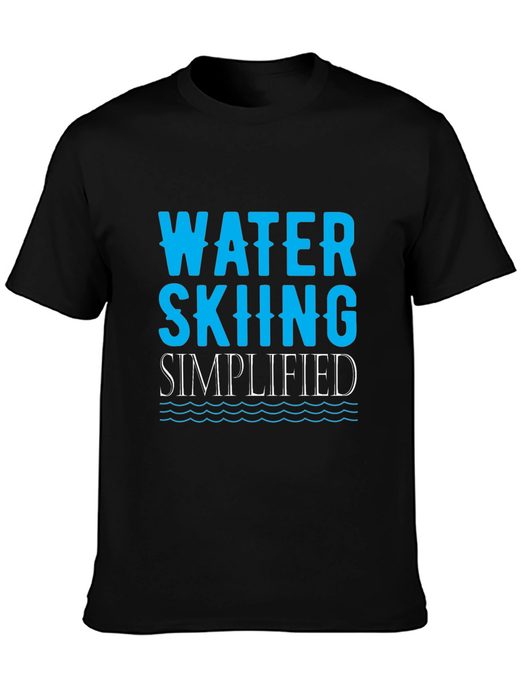 Water Skiing Simplified Black T-Shirt