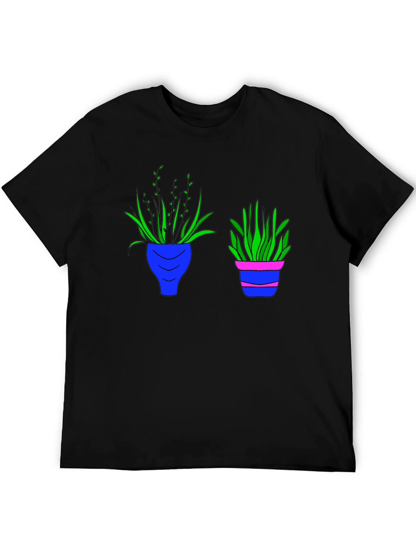 Black Tee with Plant Pot Graphic