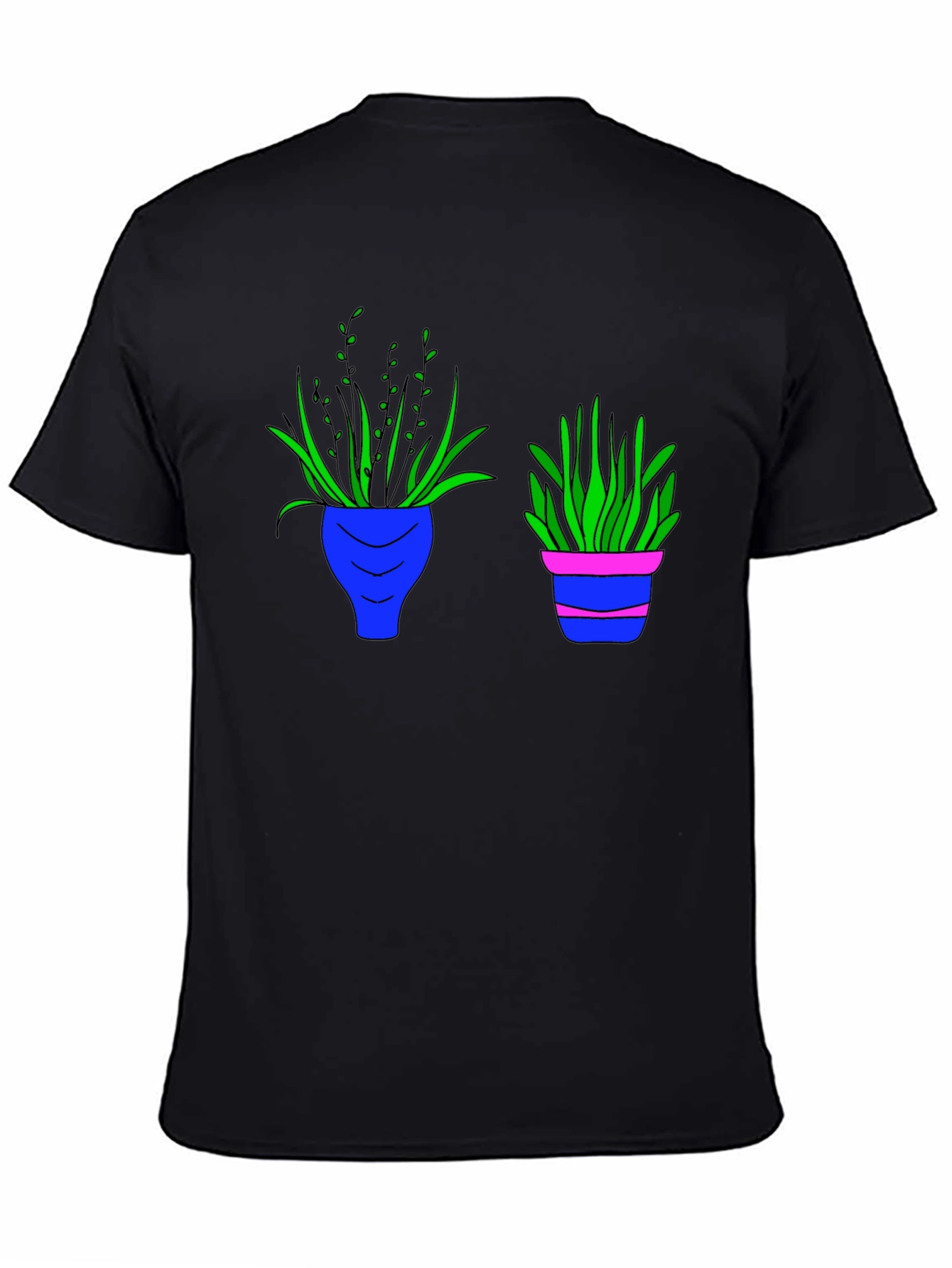 Black Tee with Plant Pot Graphic