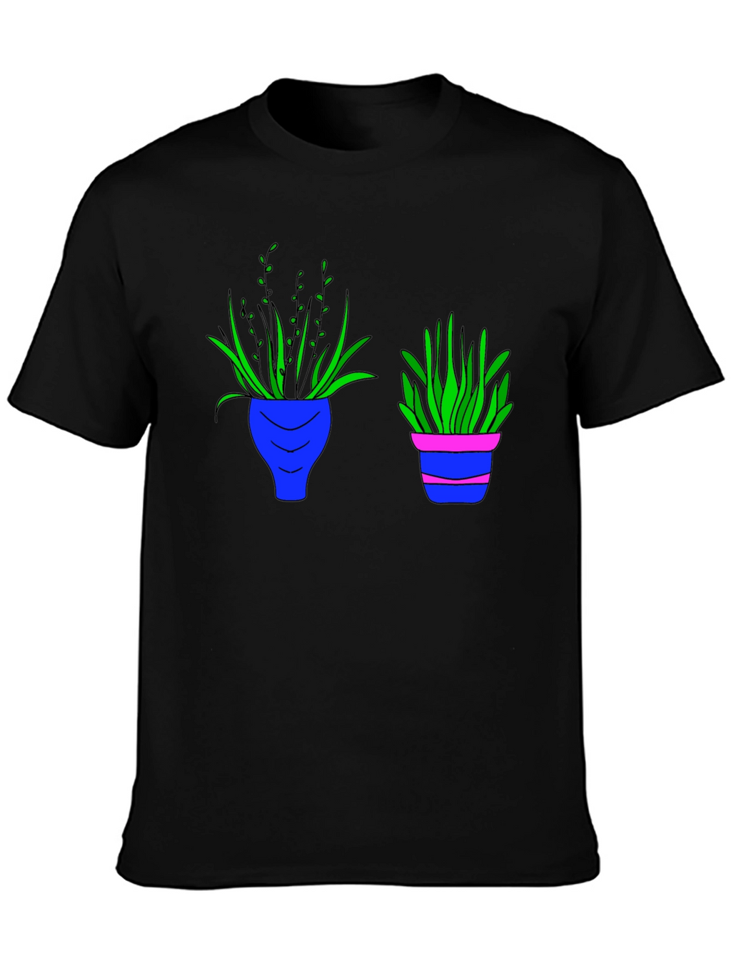 Black Tee with Plant Pot Graphic