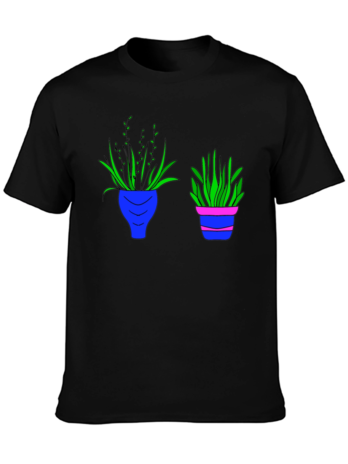 Black Tee with Plant Pot Graphic