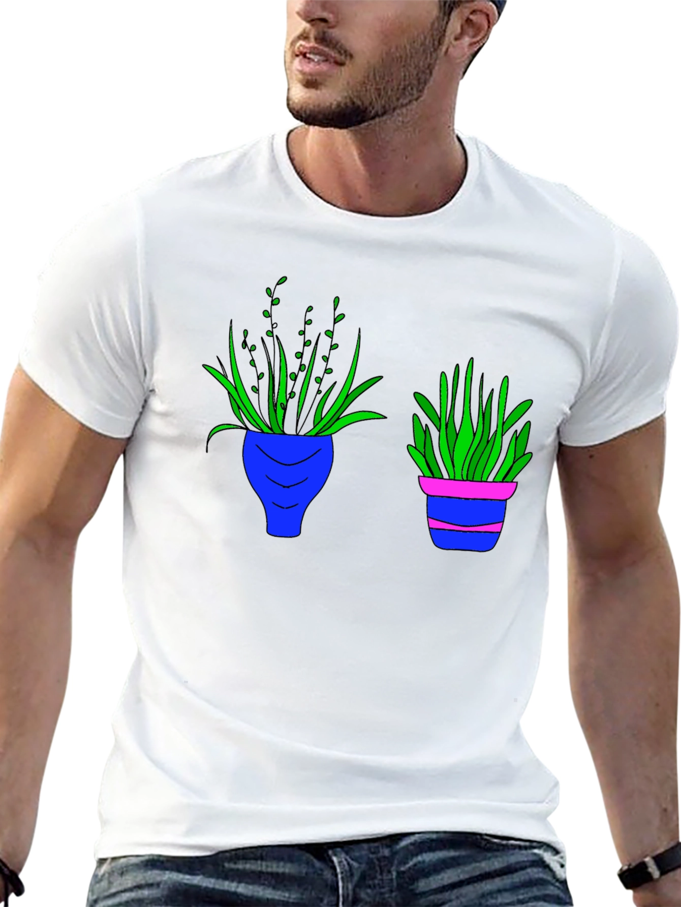 Black Tee with Plant Pot Graphic