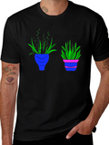 Black Tee with Plant Pot Graphic