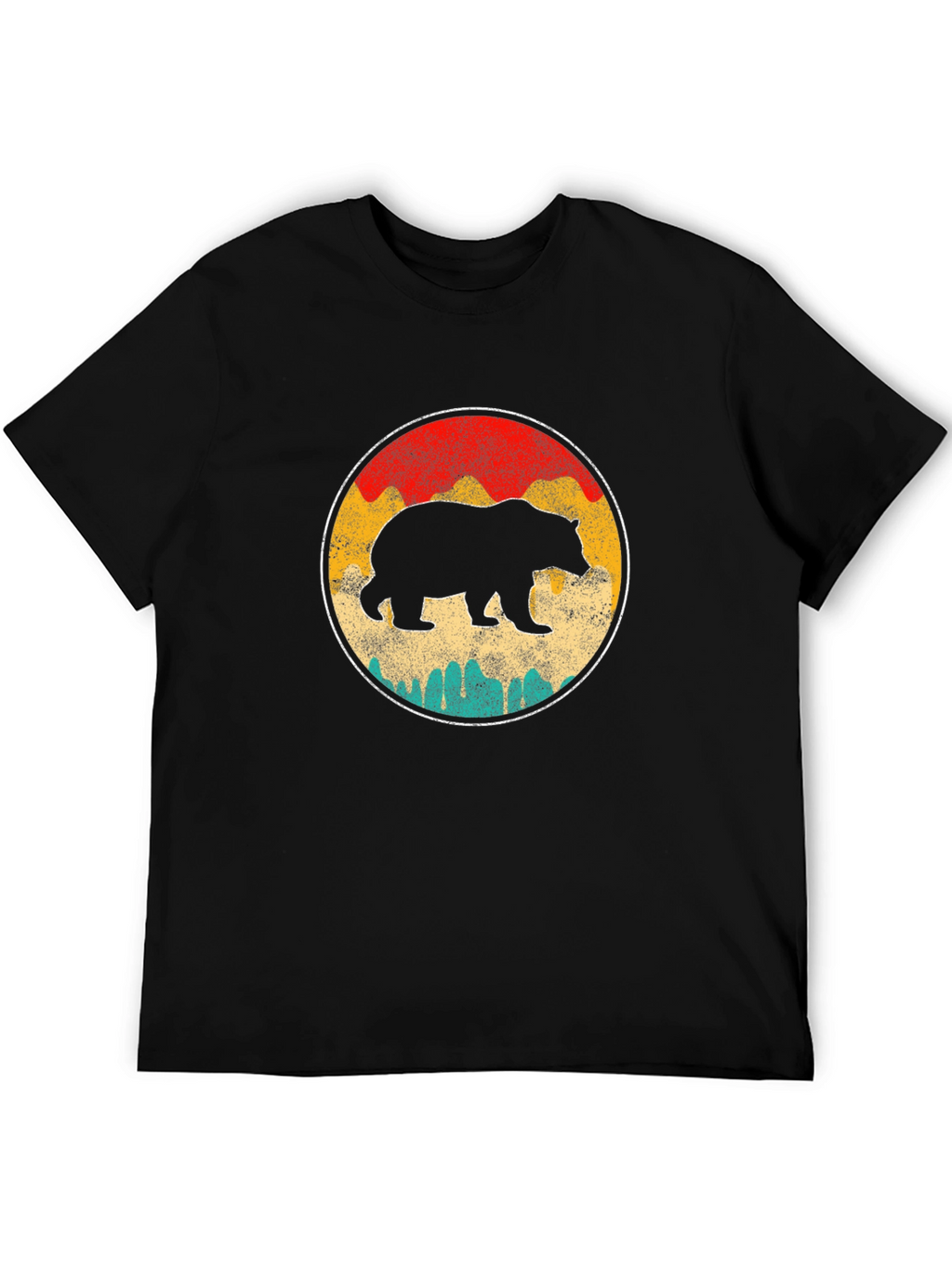 Retro Bear Graphic T-Shirt - Black