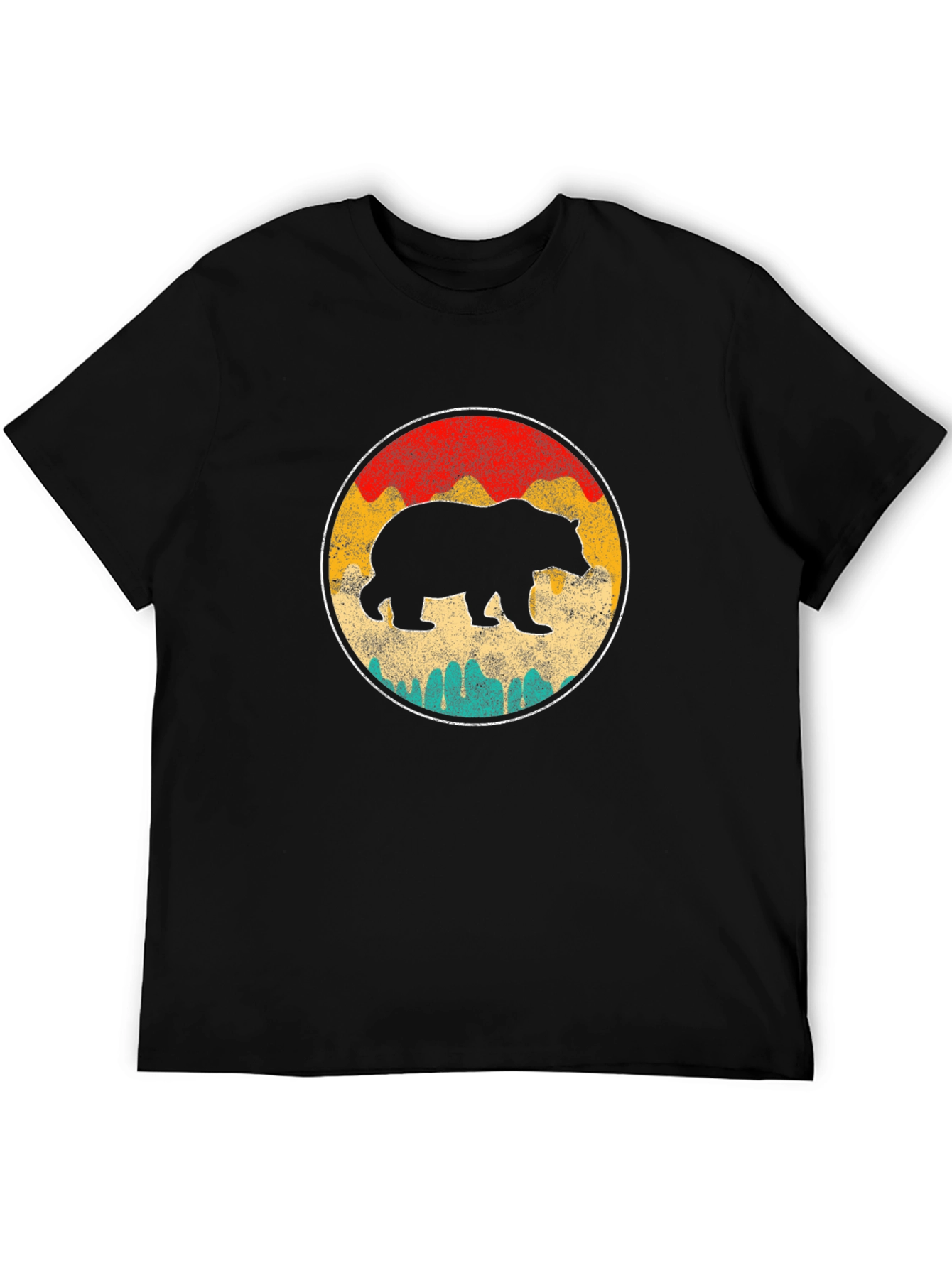 Retro Bear Graphic T-Shirt - Black