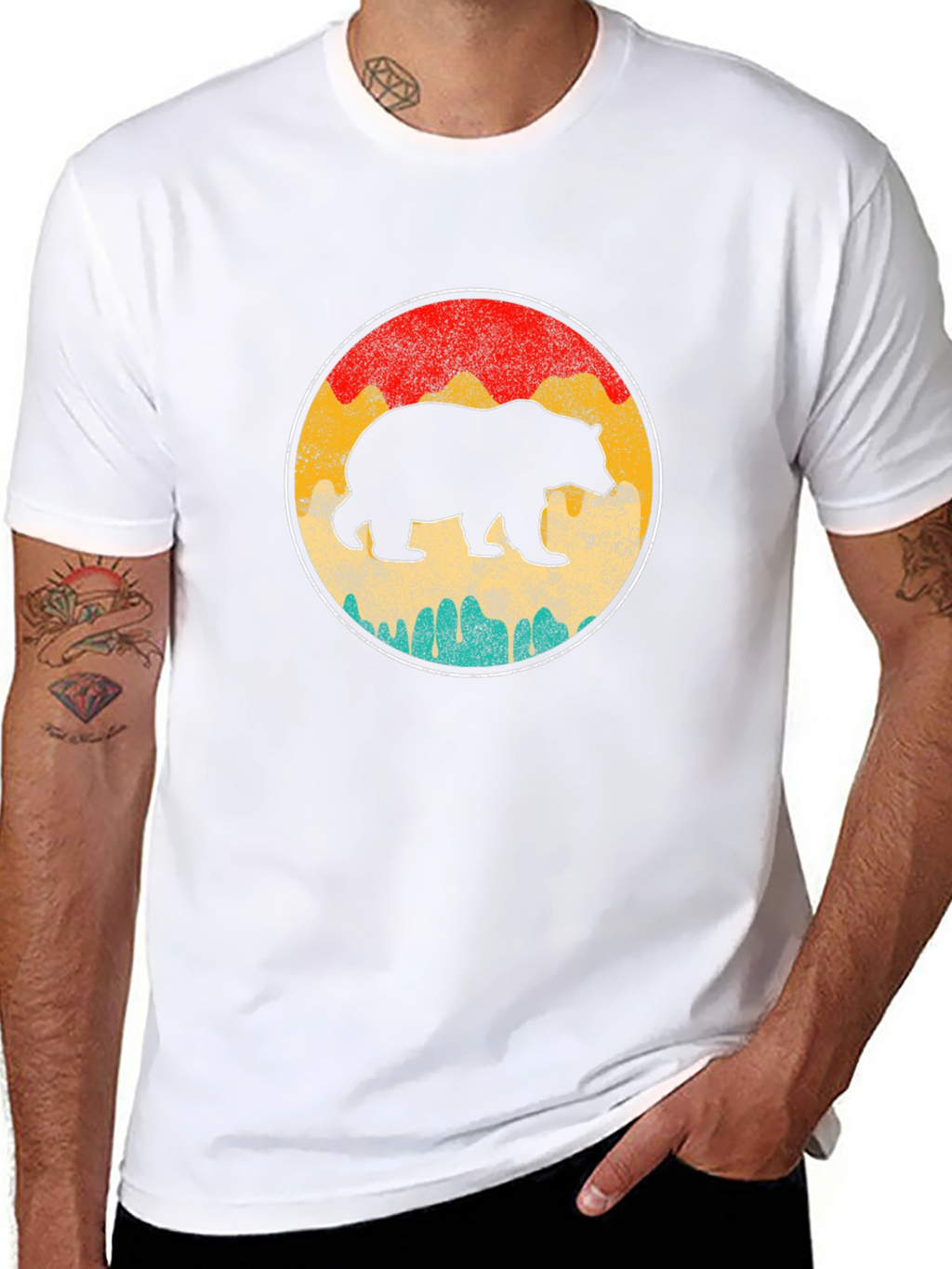 Retro Bear Graphic T-Shirt - Black