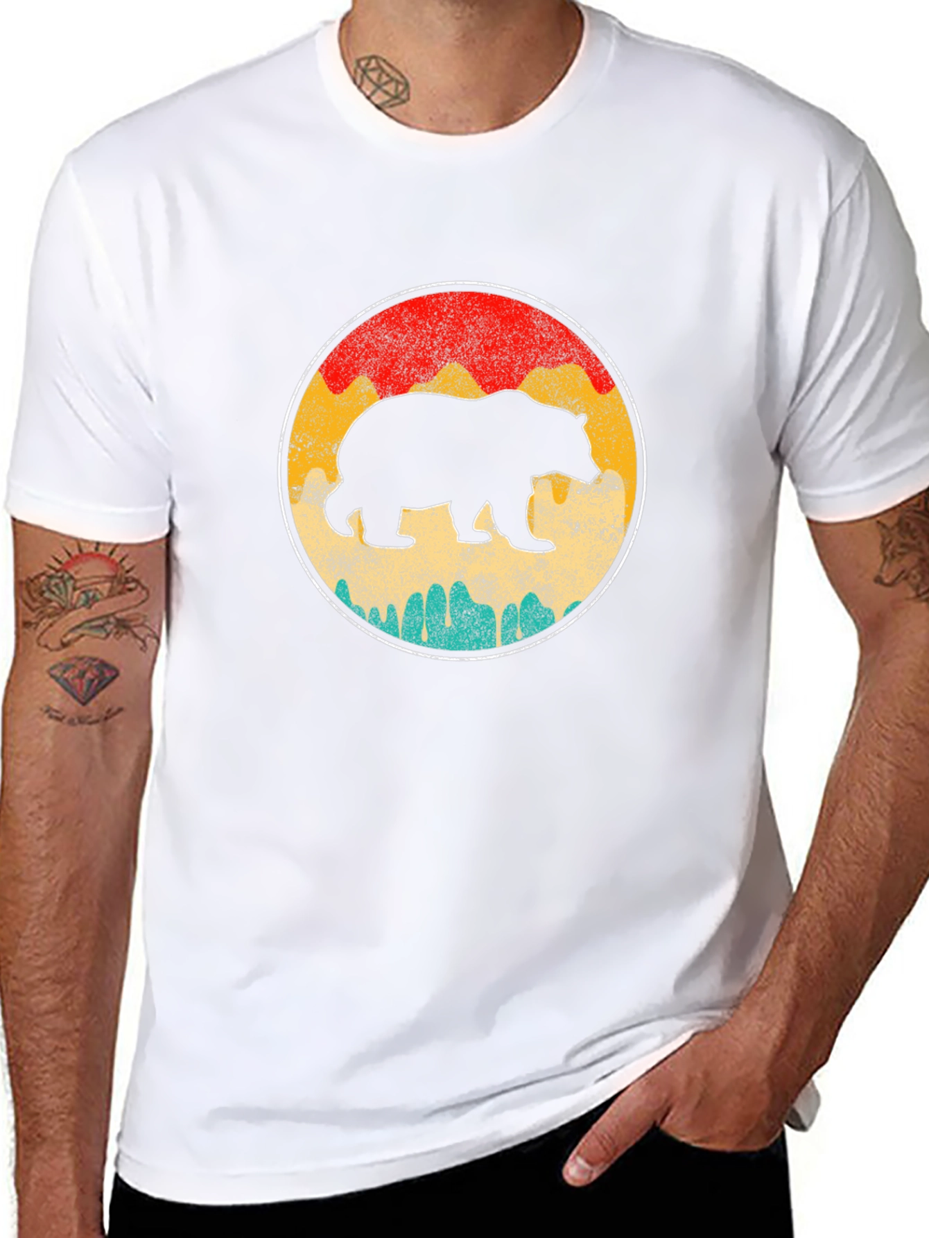 Retro Bear Graphic T-Shirt - Black