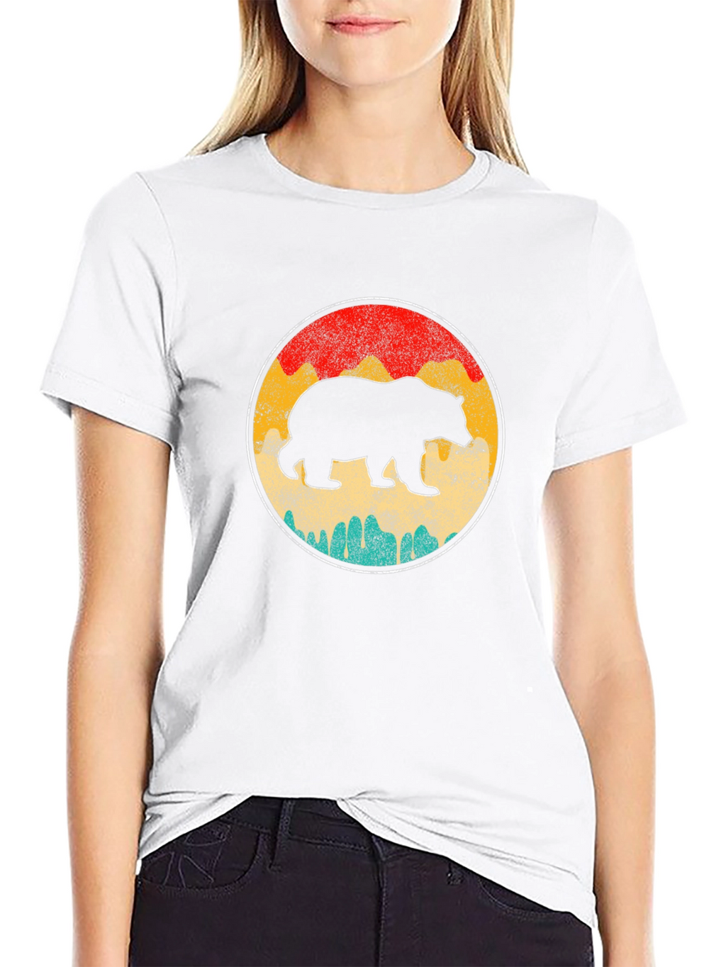 Retro Bear Graphic T-Shirt - Black
