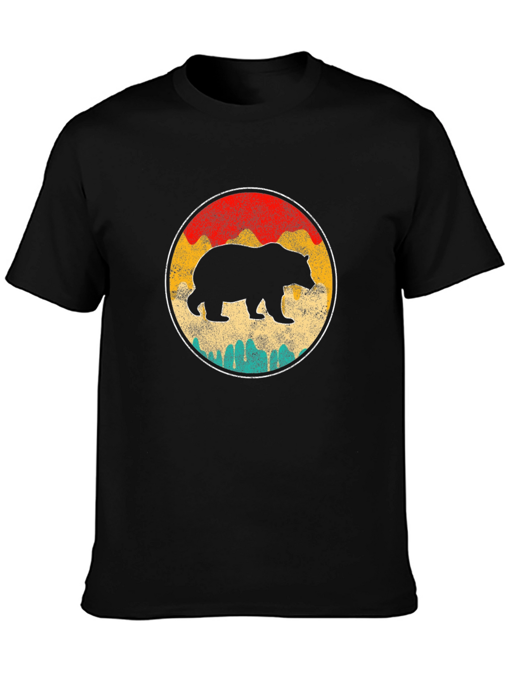 Retro Bear Graphic T-Shirt - Black
