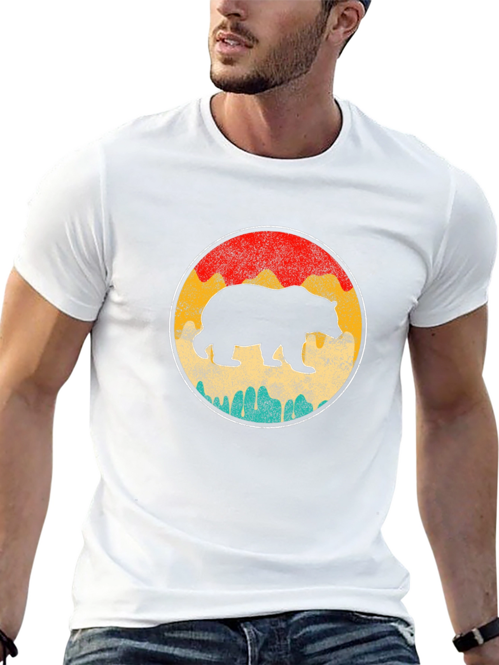 Retro Bear Graphic T-Shirt - Black