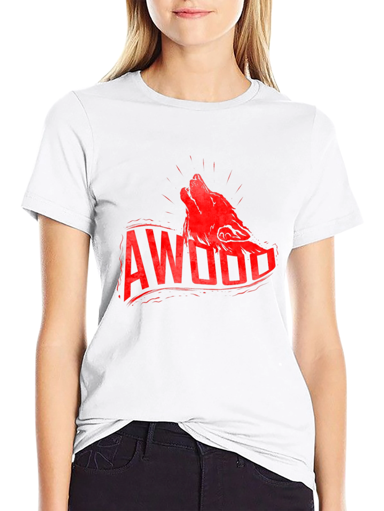 AWooo Wolf Graphic Print Tee - Black