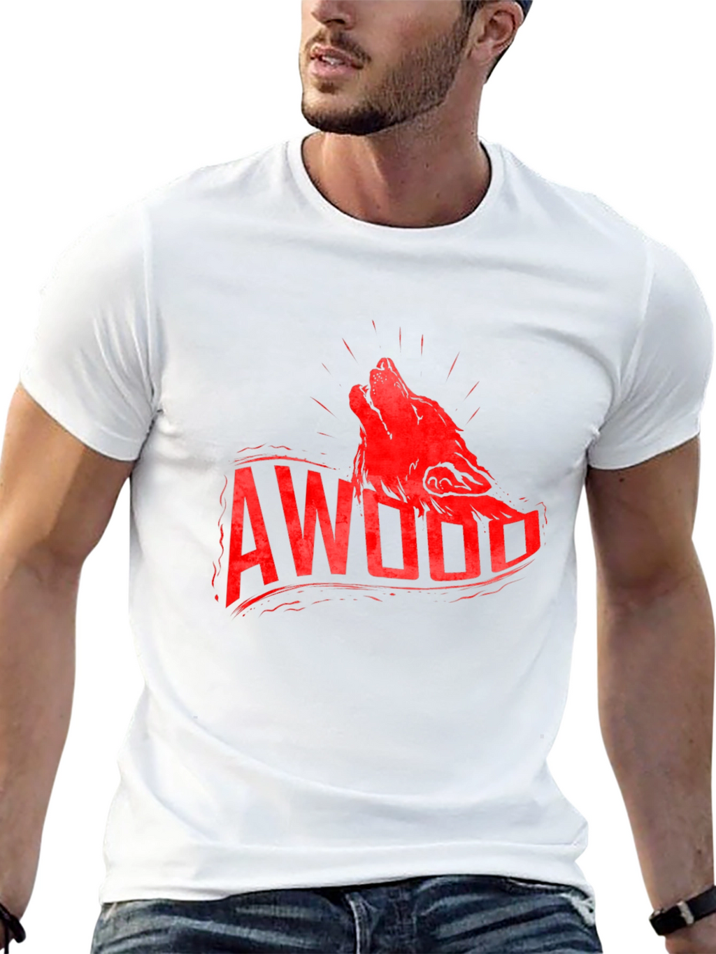 AWooo Wolf Graphic Print Tee - Black