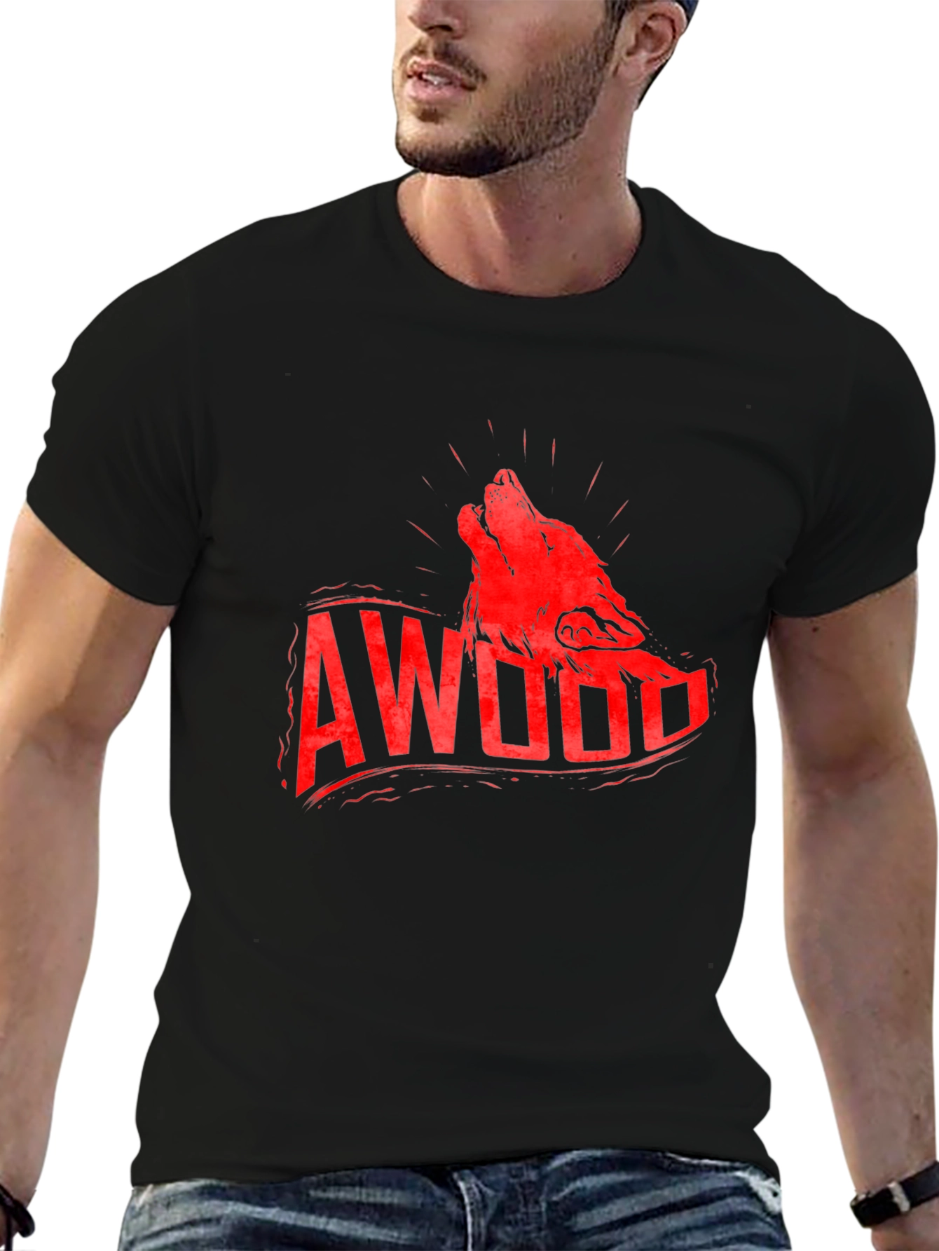 AWooo Wolf Graphic Print Tee - Black