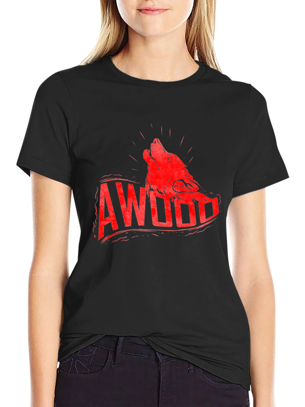 AWooo Wolf Graphic Print Tee - Black