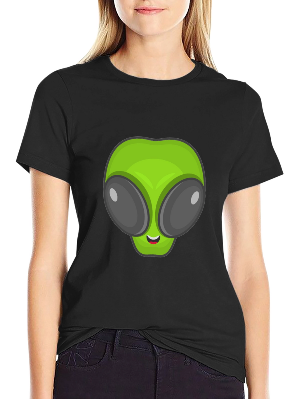 Alien Head Graphic Black T-Shirt