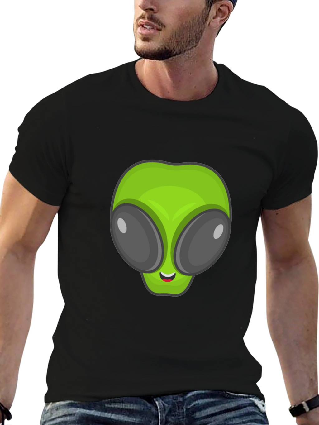 Alien Head Graphic Black T-Shirt