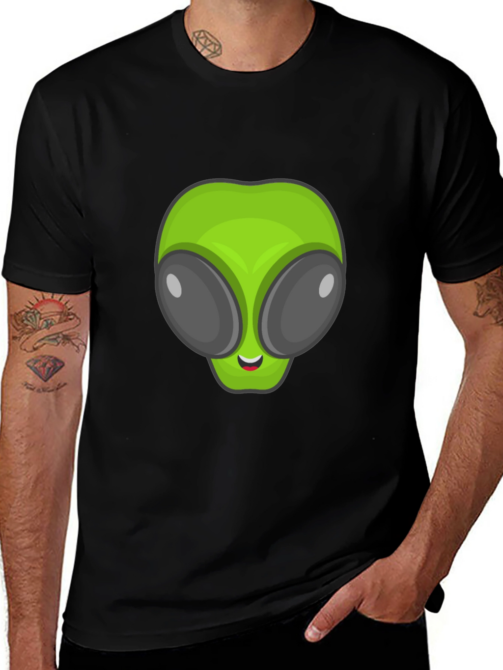 Alien Head Graphic Black T-Shirt