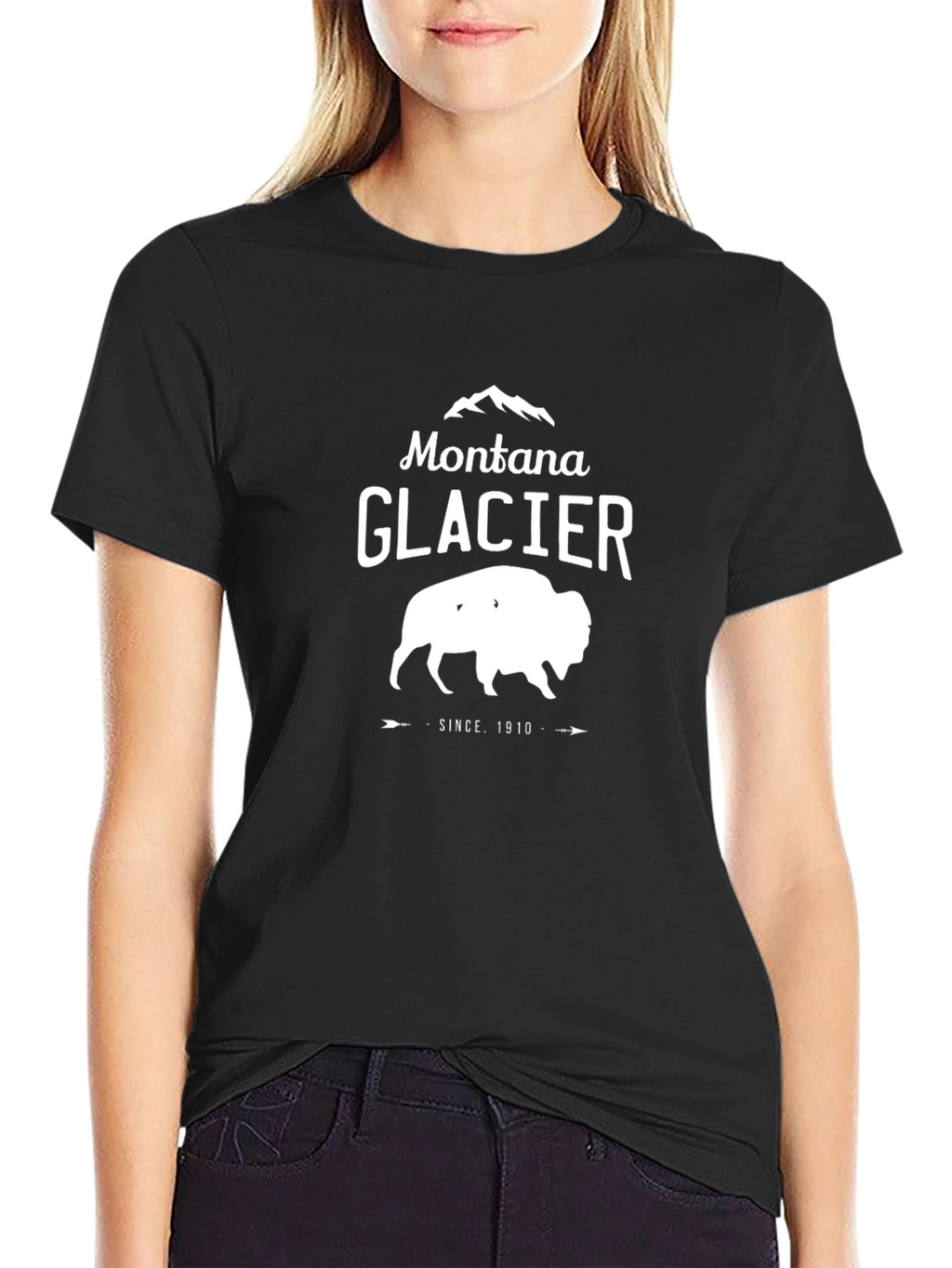 Montana Glacier Buffalo Graphic Tee - Black