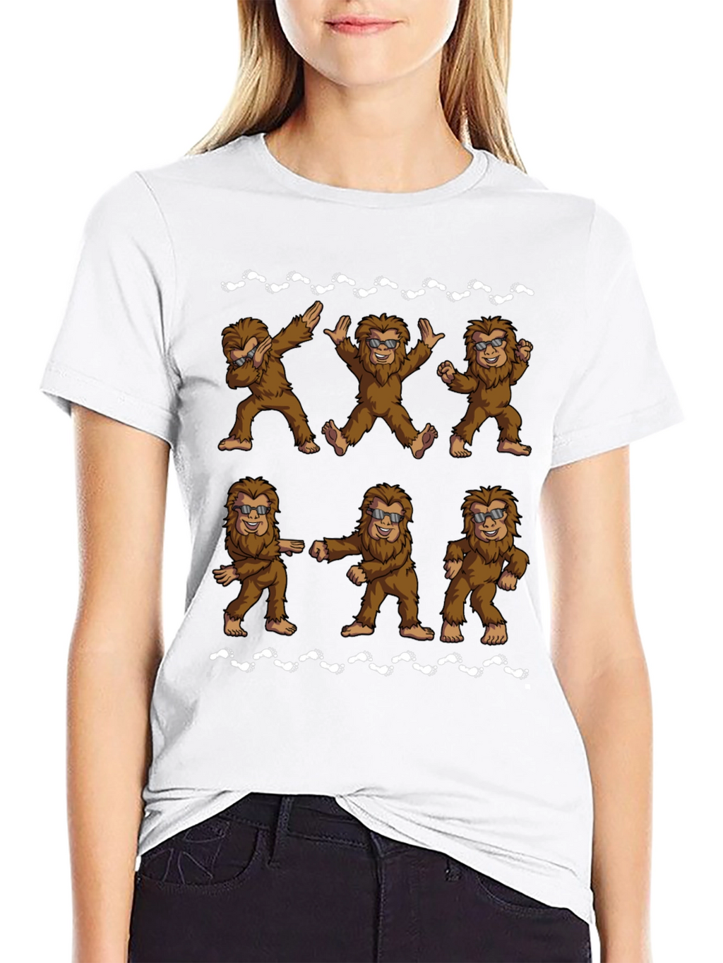 Funny Bigfoot Dance Black T-Shirt