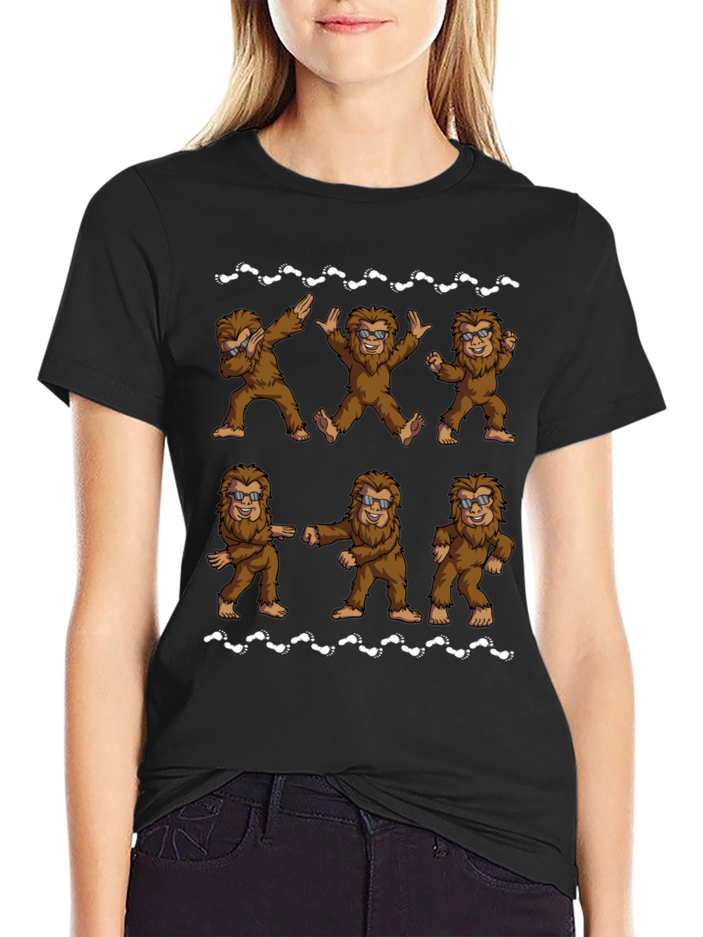 Funny Bigfoot Dance Black T-Shirt
