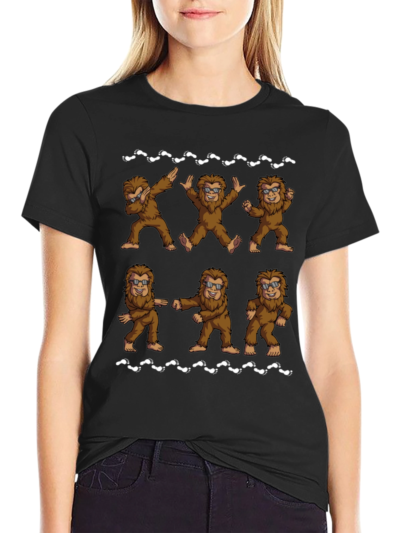 Funny Bigfoot Dance Black T-Shirt