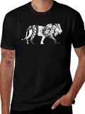 Mens Black T-Shirt with Graphic Elephant Print