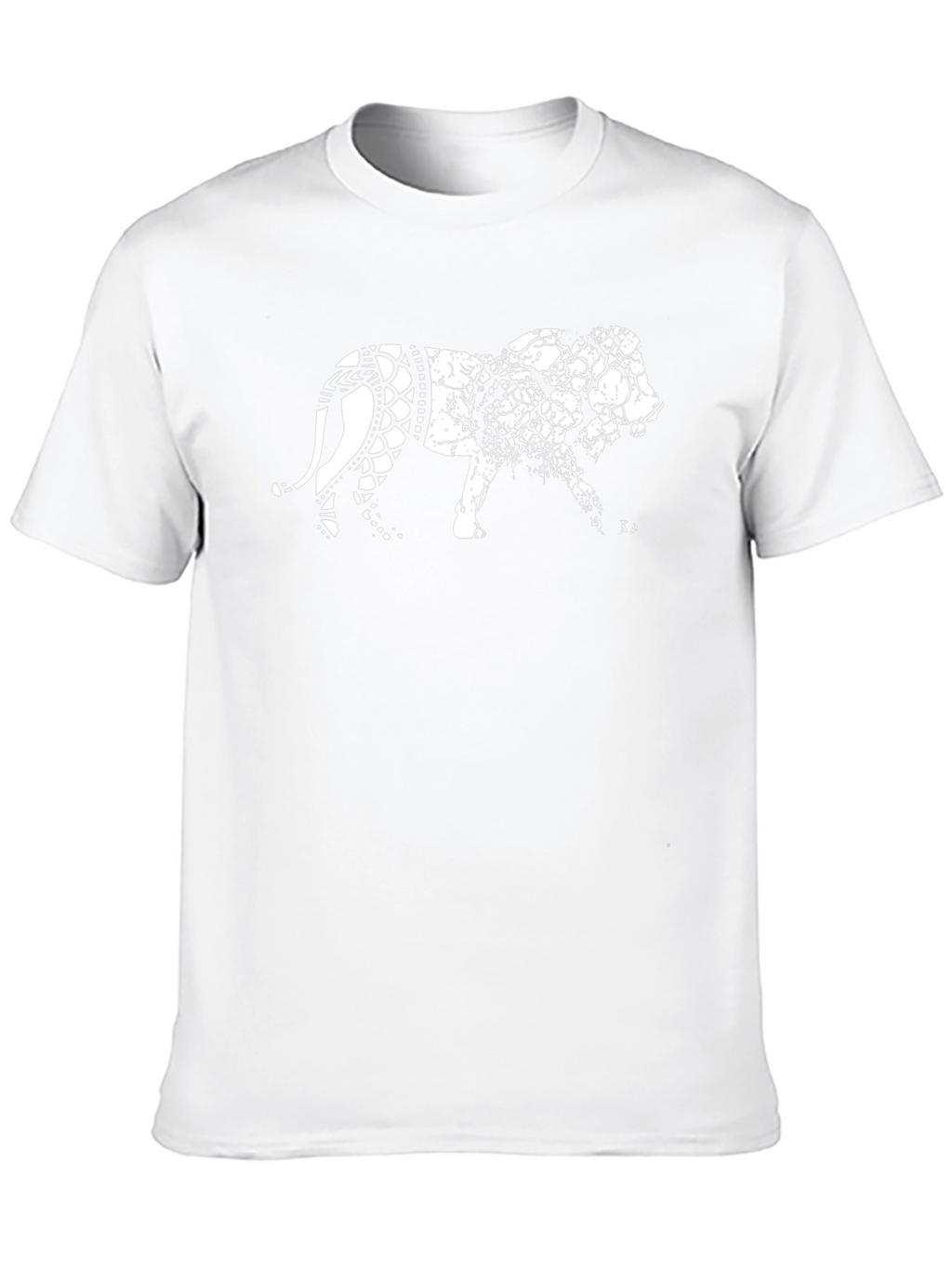 Mens Black T-Shirt with Graphic Elephant Print