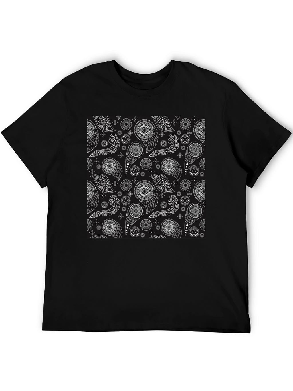 Black Paisley Pattern T-Shirt - Stylish and Unique