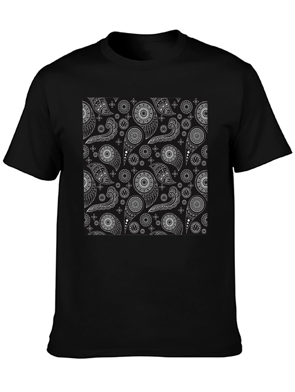 Black Paisley Pattern T-Shirt - Stylish and Unique