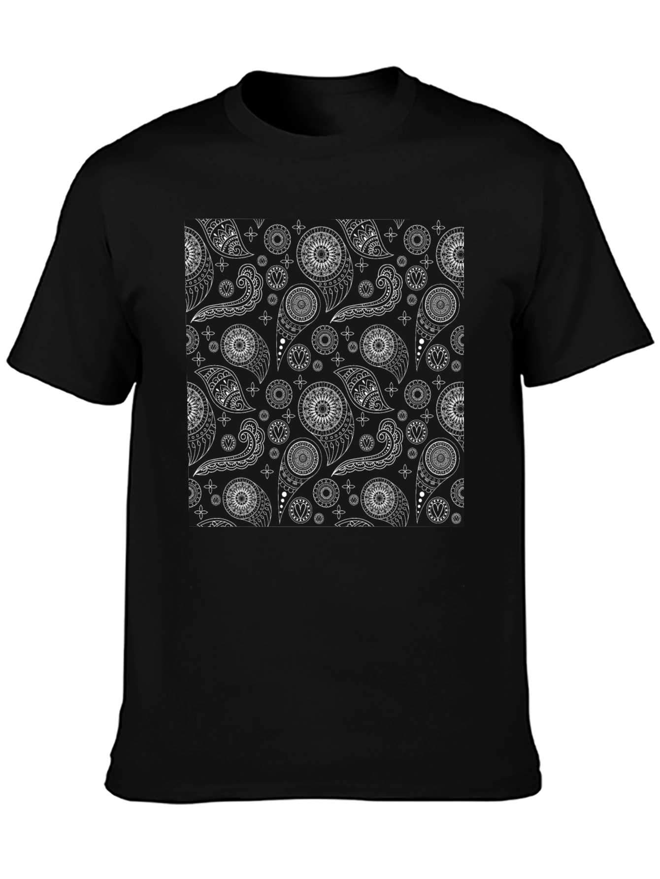 Black Paisley Pattern T-Shirt - Stylish and Unique