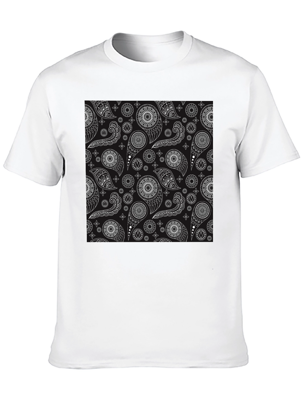 Black Paisley Pattern T-Shirt - Stylish and Unique