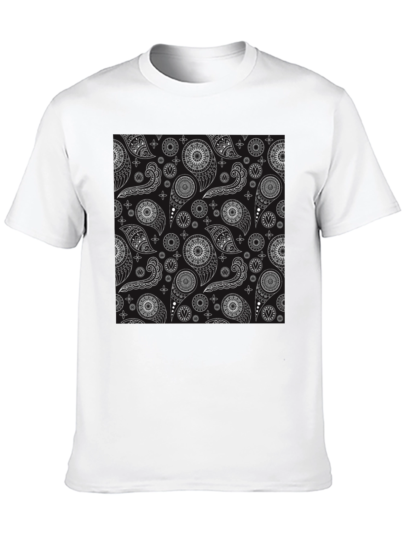 Black Paisley Pattern T-Shirt - Stylish and Unique