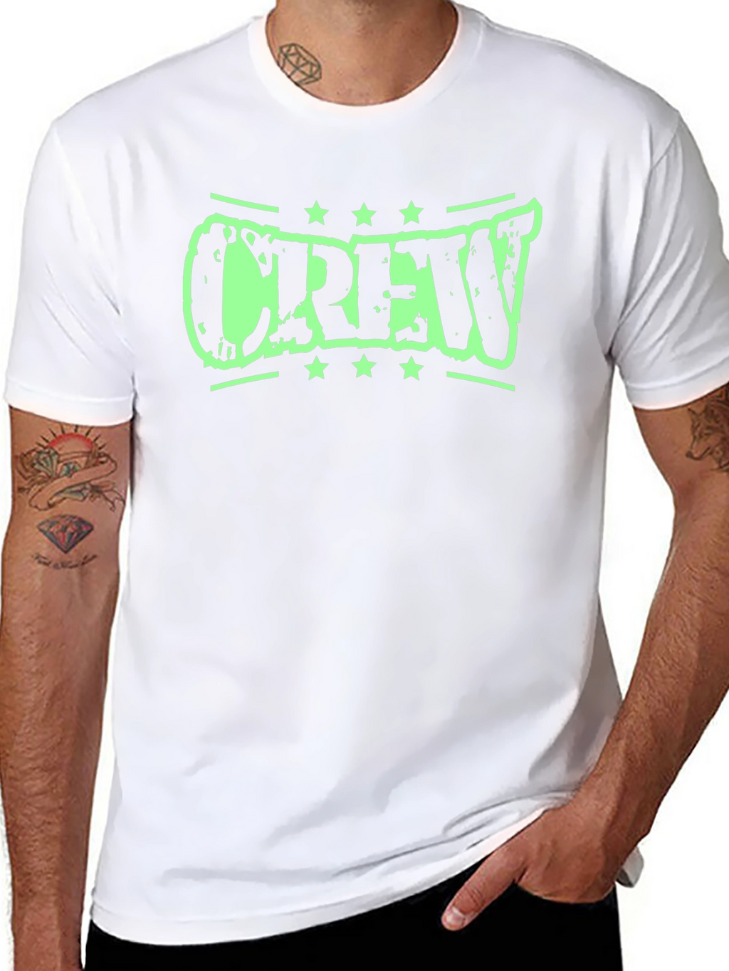 Crew Graphic Tee - Distressed Print Black Shirt