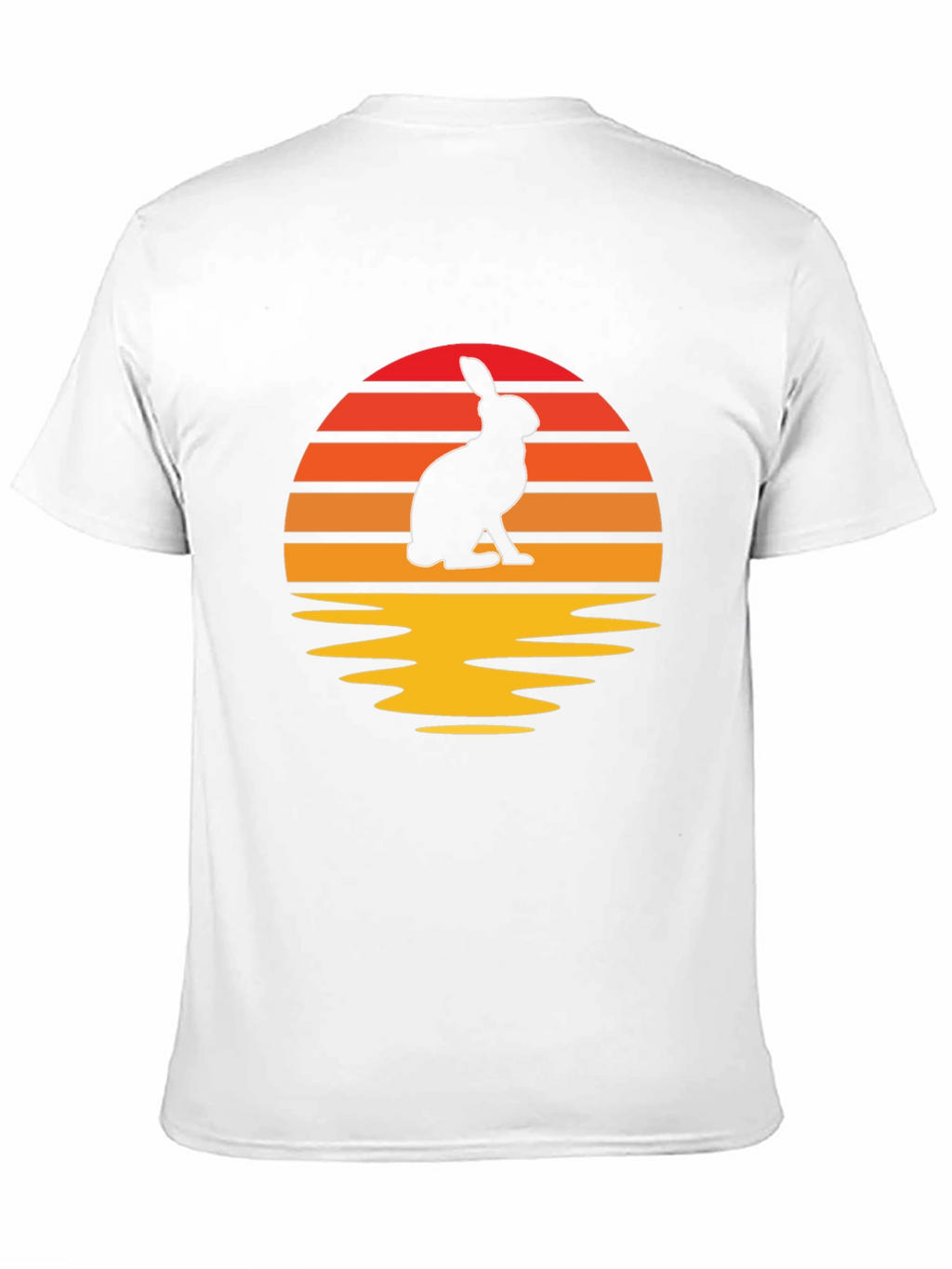 Sunset Rabbit Graphic Tee - Black Cotton Blend T-Shirt