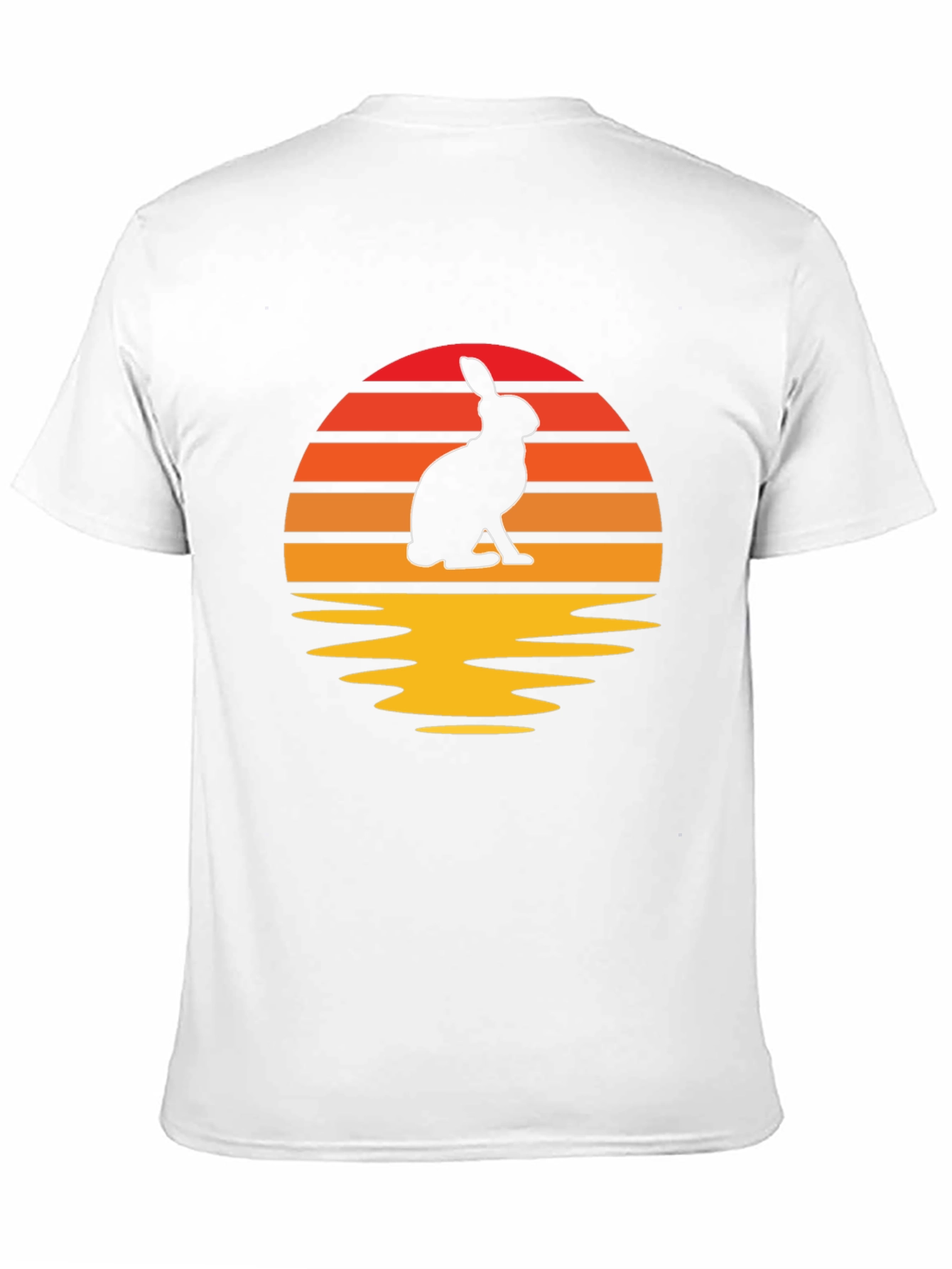 Sunset Rabbit Graphic Tee - Black Cotton Blend T-Shirt