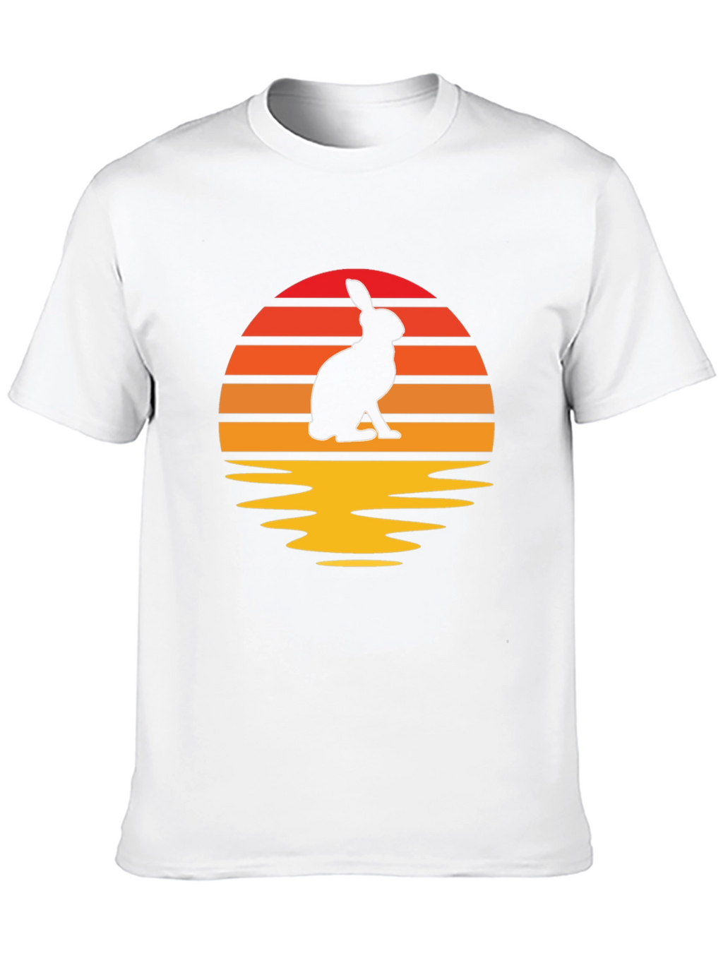 Sunset Rabbit Graphic Tee - Black Cotton Blend T-Shirt