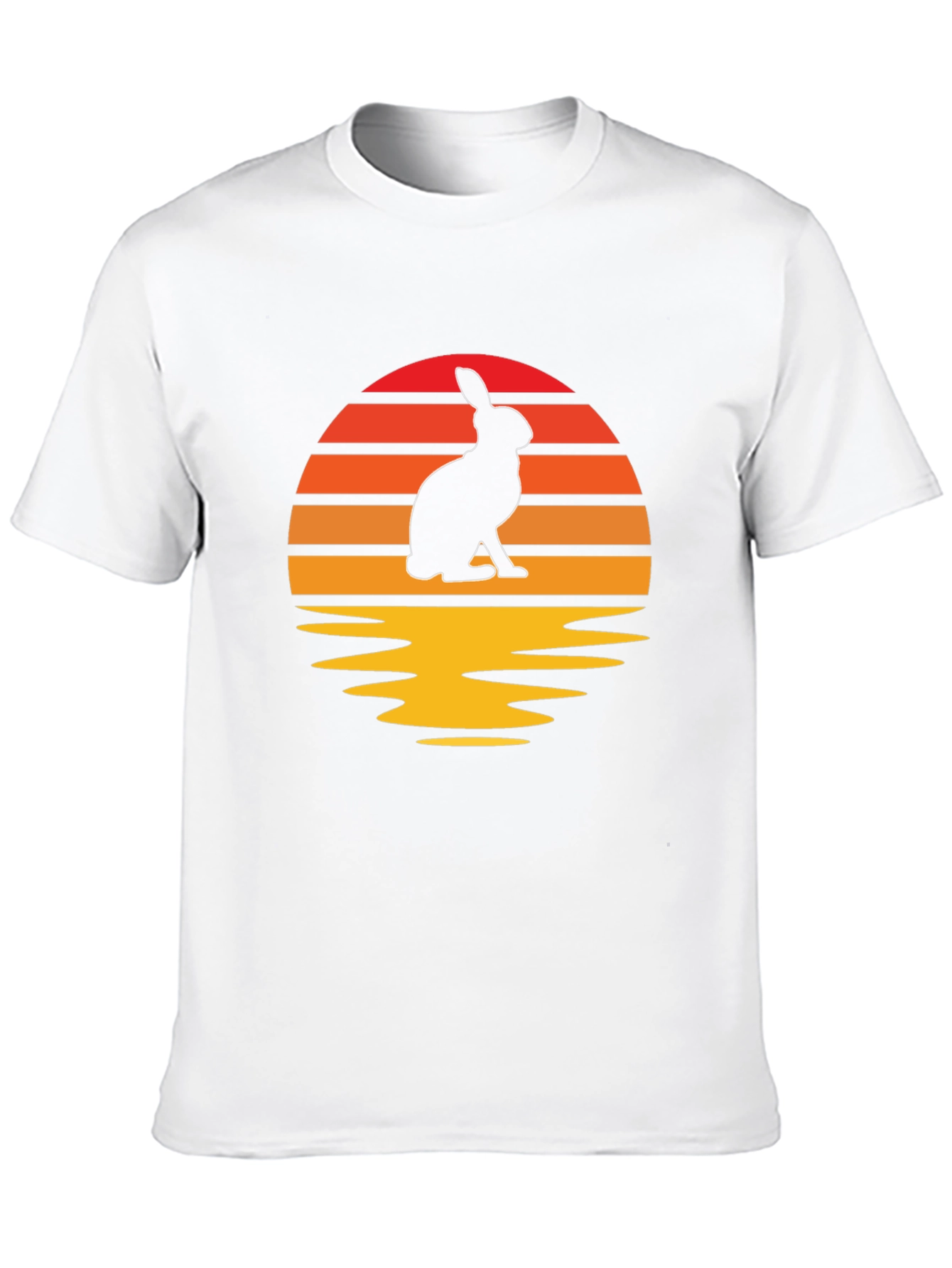 Sunset Rabbit Graphic Tee - Black Cotton Blend T-Shirt