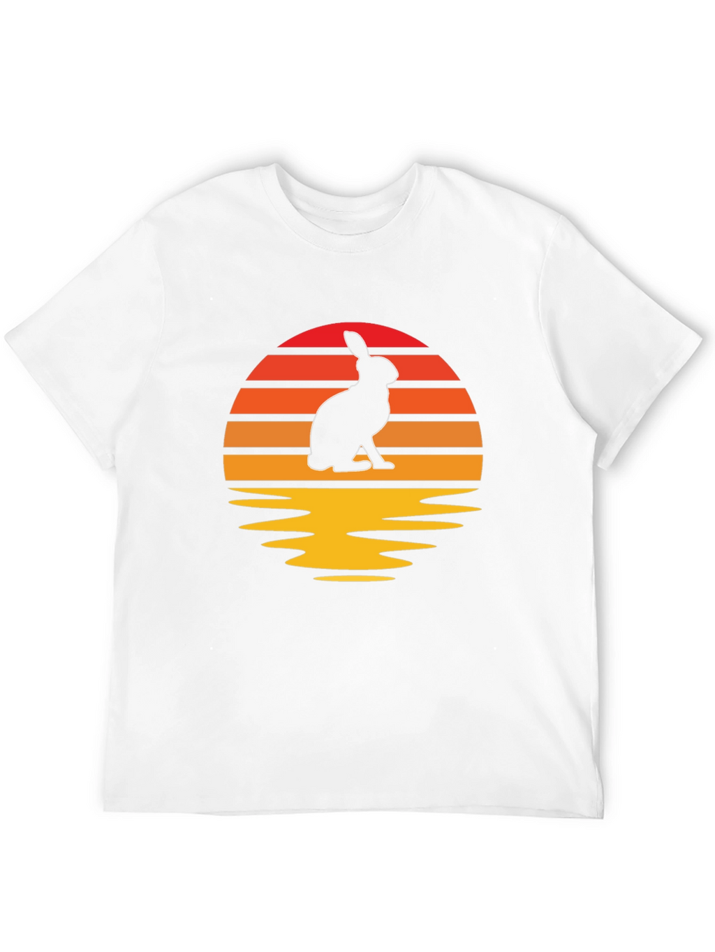 Sunset Rabbit Graphic Tee - Black Cotton Blend T-Shirt