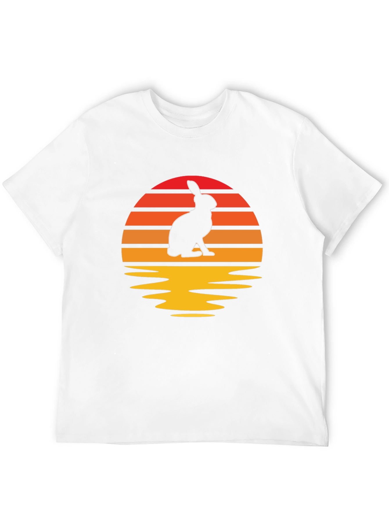 Sunset Rabbit Graphic Tee - Black Cotton Blend T-Shirt
