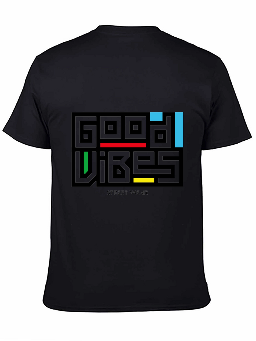 Good Vibes Graphic Print Black T-Shirt