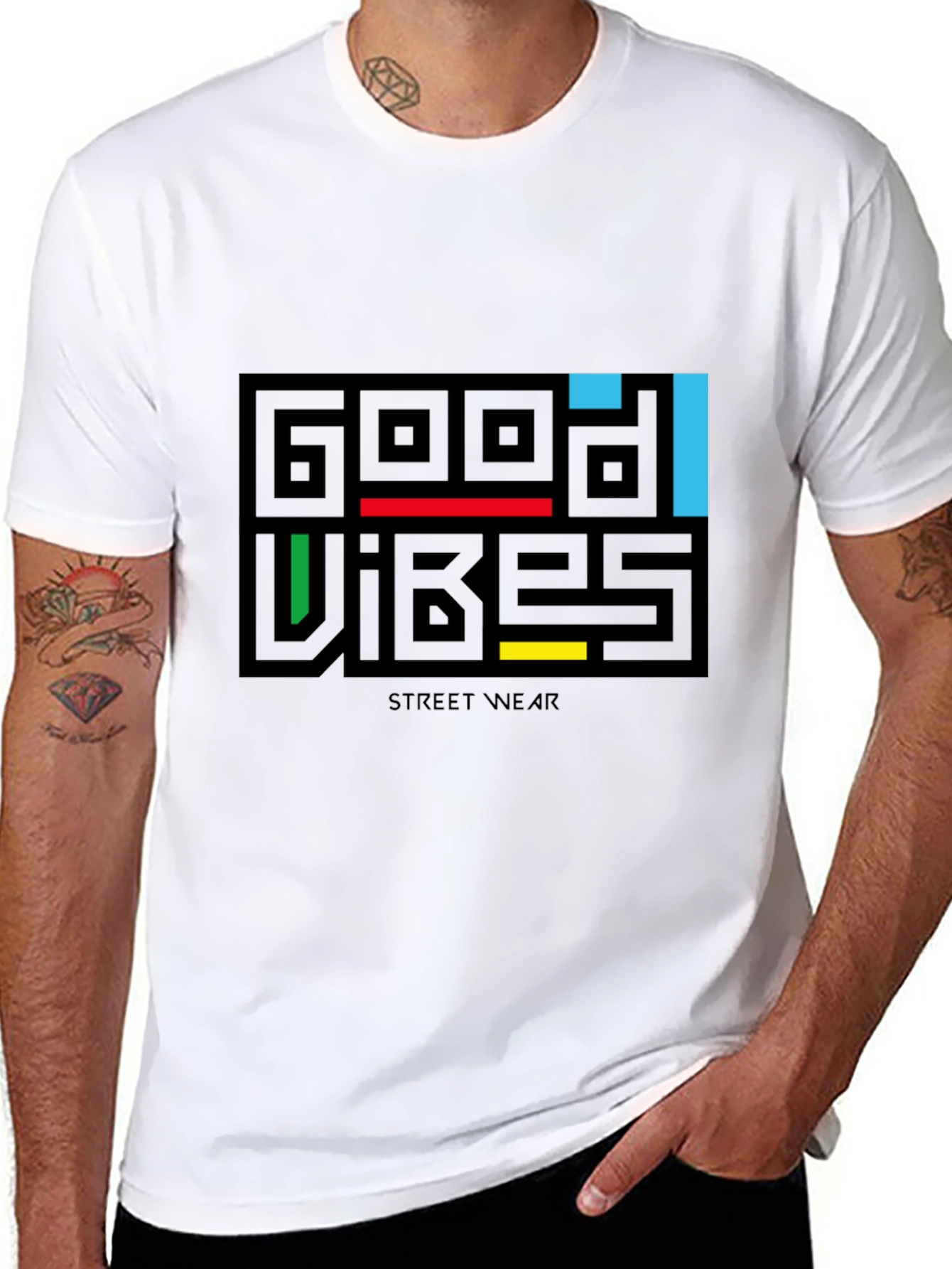 Good Vibes Graphic Print Black T-Shirt