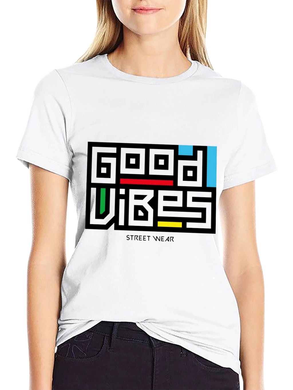 Good Vibes Graphic Print Black T-Shirt