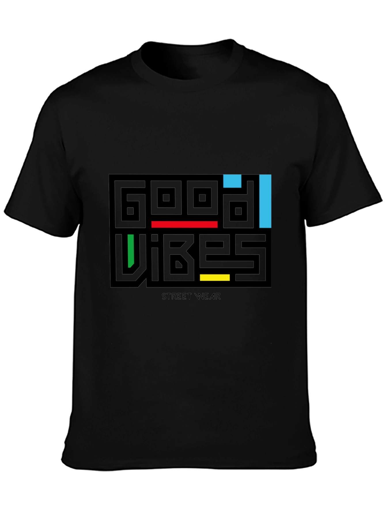 Good Vibes Graphic Print Black T-Shirt